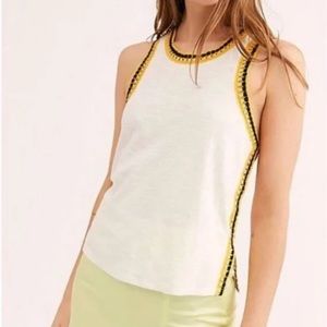 Free People We The Free Bora Bora Embroidered Sleeveless Tee Size M